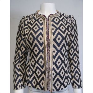 BAZAR Deluxe blue- beige blazer sz 40/ 4